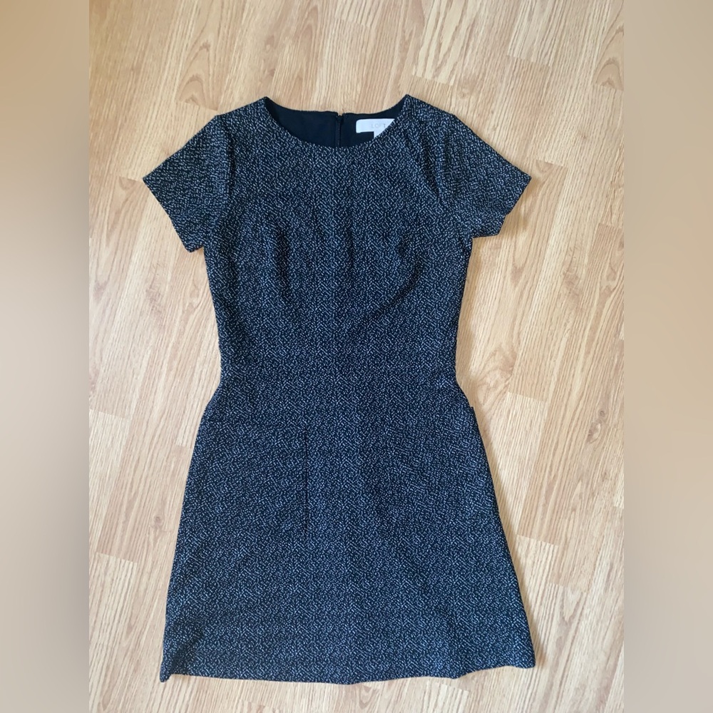 LOFT Black and White Textured Mini Dress